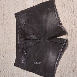 Calvin Klein Women's Distressed Black Denim Shorts